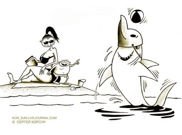 Карикатура: дельфинчик, Сергей Корсун