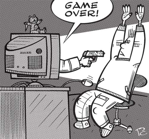 Карикатура: GAME OVER!, Сергей Репьёв