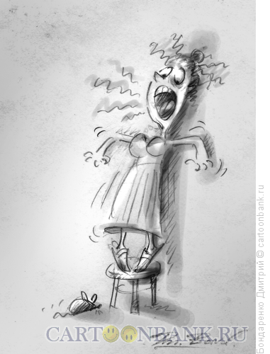 Карикатура: Женщина и мышка, Бондаренко Дмитрий