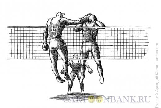 Карикатура: боксёры-волейболисты, Гурский Аркадий