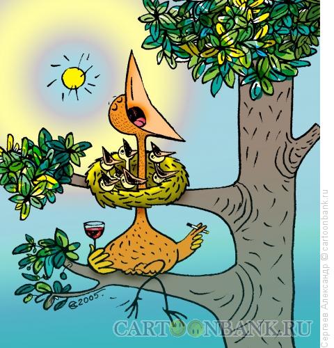 Карикатура: Птенец и гнездо, Сергеев Александр