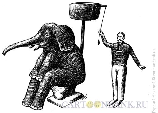 Карикатура: слон на унитазе, Гурский Аркадий