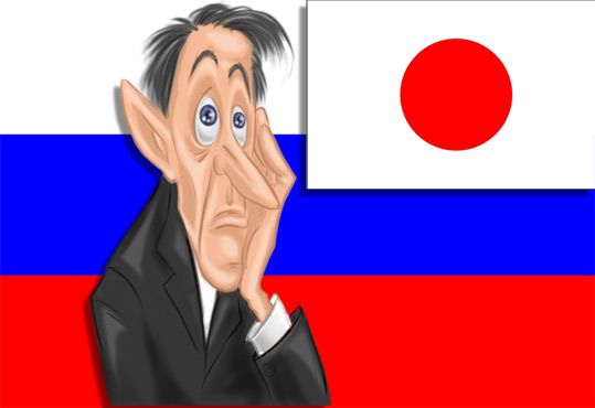 Карикатура: Россия надеется на спокойное обсуждение Японией мирного договора, Эфен Гайдэ