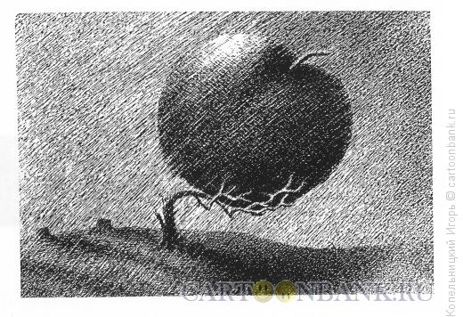 Карикатура: огромное яблоко, Копельницкий Игорь