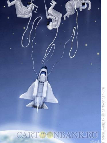 Карикатура: Выход в космос, Попов Андрей