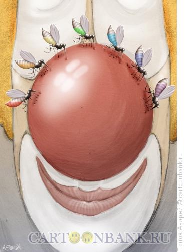 Карикатура: Комары и клоун, Попов Андрей