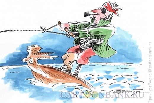 Карикатура: Водные лыжи, Эренбург Борис