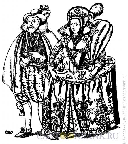 Карикатура: Дама с чаем, Майстренко Дмитрий