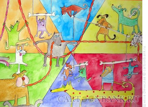 Карикатура: Собачий цирк, Шилов Вячеслав