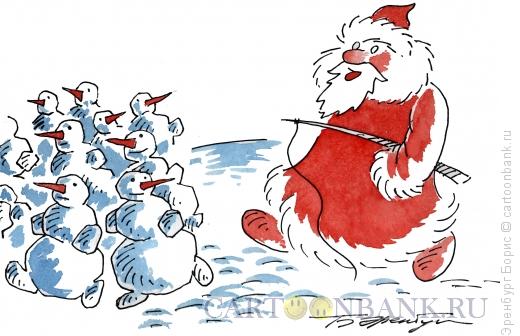 Карикатура: Снеговики на выпасе, Эренбург Борис