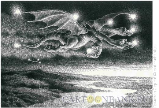 Карикатура: Ночной полёт, Лемехов Сергей