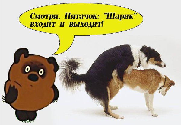 Карикатура: Винни-Пух и Шарик, Сергей Ивановский