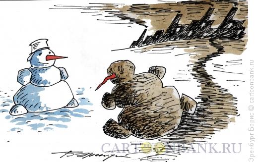 Карикатура: Городской снеговик, Эренбург Борис