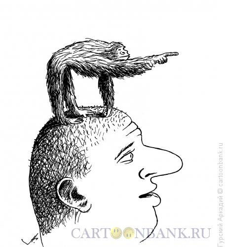 Карикатура: обезьяна на голове, Гурский Аркадий