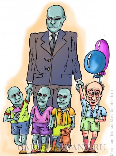 Карикатура: Фантомас с детьми, Мельник Леонид