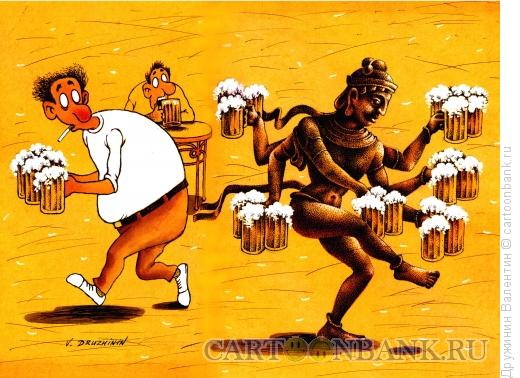 Карикатура: Будда с пивом, Дружинин Валентин