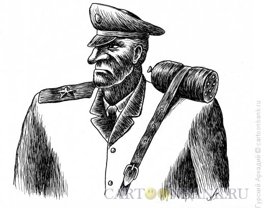 Карикатура: военный с колбасой, Гурский Аркадий