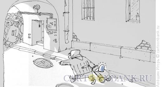 Карикатура: Бабка с мигалкой, Алёшин Игорь