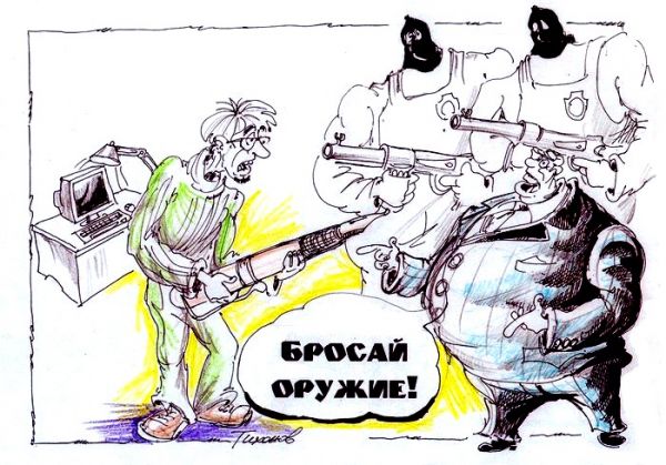 Карикатура: бестрашный воин., Владимир Тихонов
