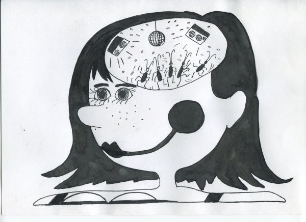 Карикатура: Девушка подросток, Петров Александр