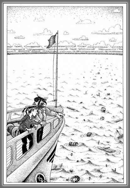 Карикатура: Скоро берег, юнга. Это верная примета!, Николай Ломачинский