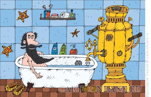 Карикатура: Отключение горячей воды, Белозёров Сергей