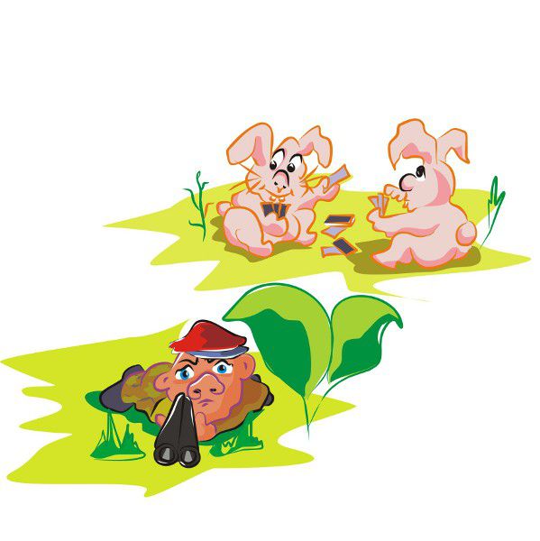 Карикатура: Охотник и зайцы., владимир ву