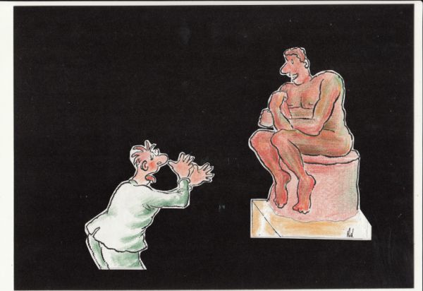 Карикатура: "Мыслитель" и чудак., Николай Кинчаров