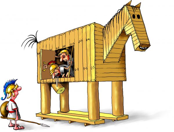 Карикатура: Троянский конь, Александр Ануфриев