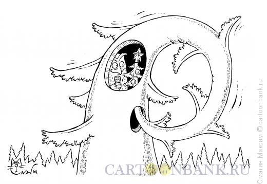 Карикатура: Новый год у совы, Смагин Максим