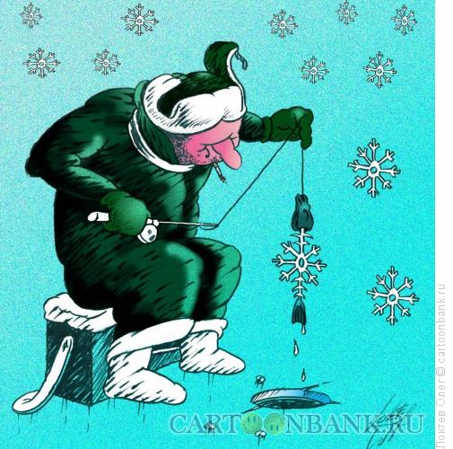 Карикатура: снежинка - скелет рыбы, Локтев Олег