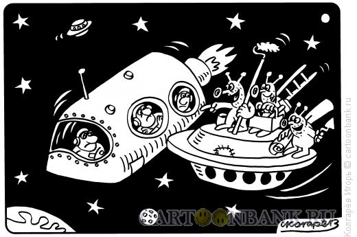 Карикатура: Космические работники, Колгарёв Игорь