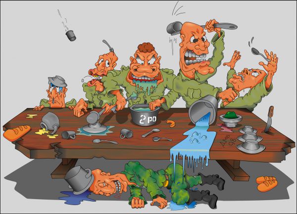 Карикатура: Битва за обед, Дмитрий Субочев