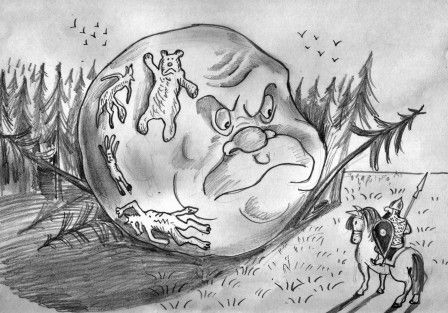 Карикатура: Безхозяйственность колхоза "Светлый путь" породила колоб-конга, Булат