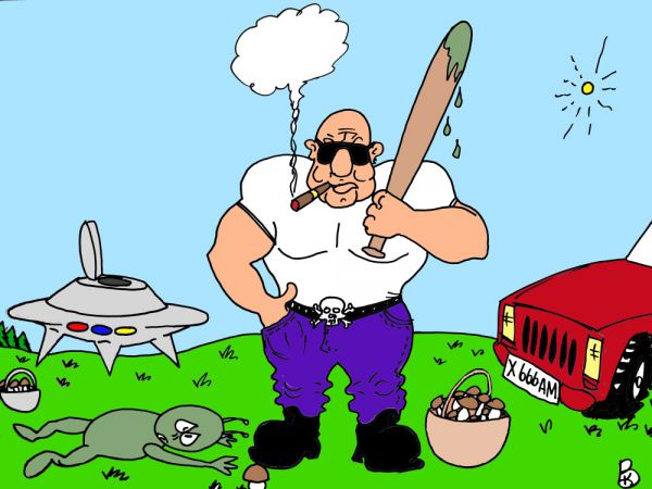 Карикатура: Спорный гриб, Валерий Каненков