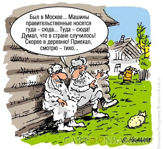 Карикатура: старики на завалинке, Ненашев Владимир
