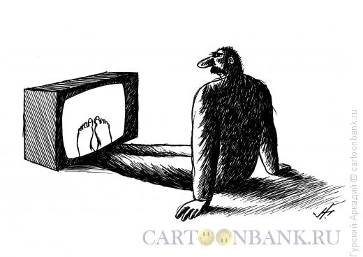 Карикатура: перед телевизором, Гурский Аркадий