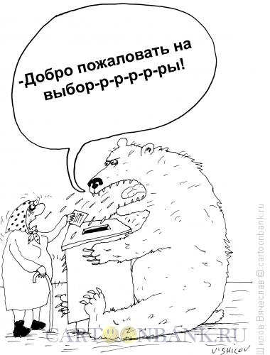 Карикатура: Бабушка и медведь, Шилов Вячеслав
