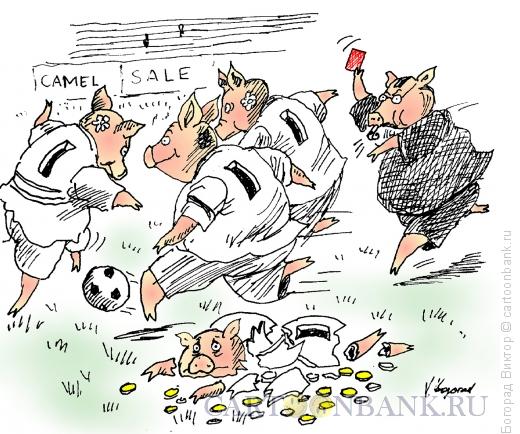 Карикатура: Футболисты-свиньи -копилки, Богорад Виктор