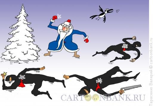 Карикатура: Нинзя на снегу, Тарасенко Валерий