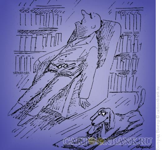Карикатура: Вечер в библиотеке, Богорад Виктор