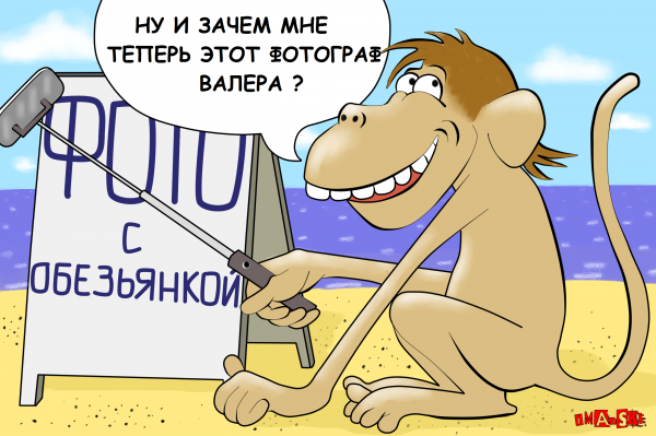 Карикатура: фото с обезьянкой, Игорь Иманский