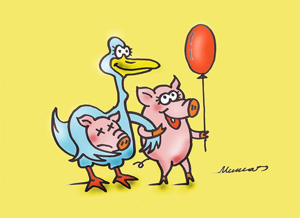 Карикатура: Я такой гусь, что всем свиньямтоварищ, Михаил Федорович Чернышев