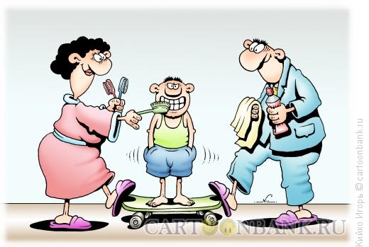 Карикатура: Станок для чистки зубов, Кийко Игорь