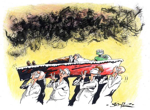 Карикатура: Уберечь покойного, Кир Непьющий