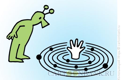 Карикатура: Космос как круги на воде, Копельницкий Игорь