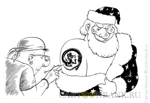 Карикатура: Новогодняя татуировка, Смагин Максим