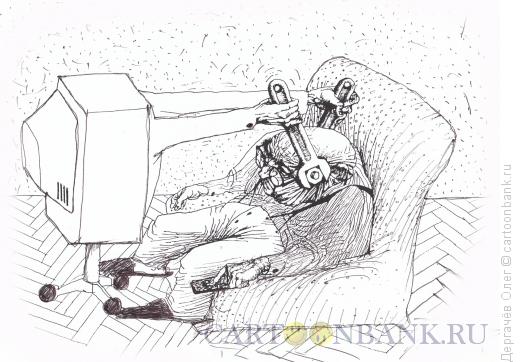 Карикатура: Телезритель, Дергачёв Олег
