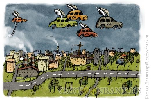 Карикатура: Небесное такси, Камаев Владимир