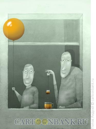 Карикатура: Шарик и чай, Попов Андрей